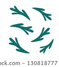 Fir twigs set. Vector illustration for holiday cards, winter designs and seasonal branding. Winter holiday evergreen decoration, spruce or pine tree elements. 130818777