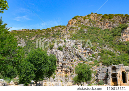 Ancient Lycian Rock Tombs in Myra, Turkey 130818851