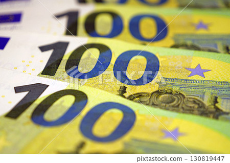 Euro banknotes. Banknotes 100 Euro. Real euro money Euro banknotes. Banknotes 100 Euro. Real euro money 130819447