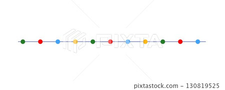 Christmas colorful multicolored lights curly string garland simple doodle hand drawn vector illustration, flat style cartoon image for winter New Year holiday, birthday events design 130819525