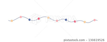 Christmas colorful multicolored lights curly string garland simple doodle hand drawn vector illustration, flat style cartoon image for winter New Year holiday, birthday events design 130819526