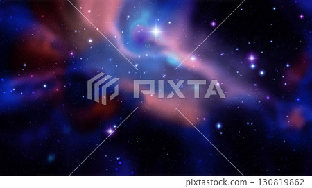 Vector illustration of a realistic galaxy in deep space with glowing stars and cosmic dust 130819862