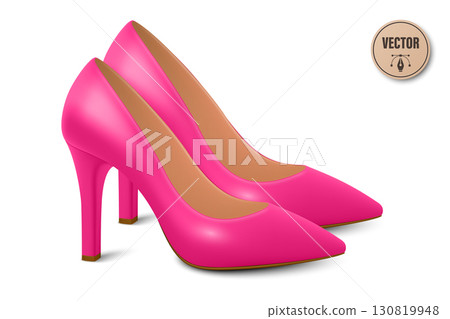 Vector 3d Realistic Pink High Heels Pair. Realistic Women s Shoes with Stiletto Heel for Fashion Poster, Shoe Store Banner, Clothing Catalog, Footwear Branding, Elegant Outfit Design, Online Shop Vector 3d Realistic Pink High Heels Pair. Realistic Women s Shoes with Stiletto Heel for Fashion Poster, Shoe Store Banner, Clothing Catalog, Footwear Branding, Elegant Outfit Design, Online Shop 130819948