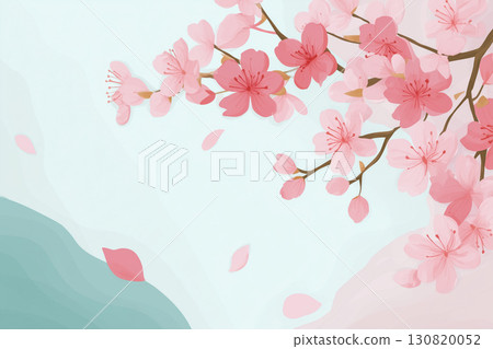 Spring background with cherry blossom petals fluttering | A gentle cherry blossom illustration template with a Japanese style Spring background with cherry blossom petals fluttering | A gentle cherry blossom illustration template with a Japanese style 130820052