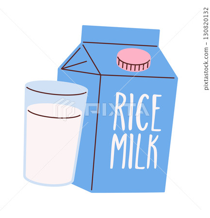 Rice milk pack and glass Rice milk pack and glass 130820132