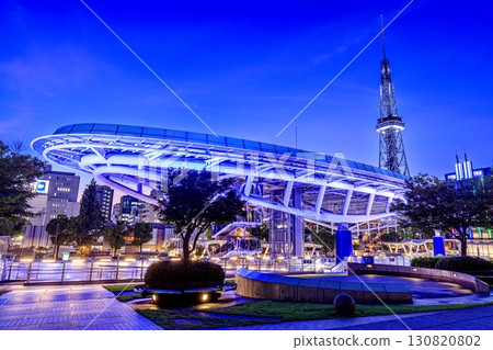 Nagoya City, Oasis 21 and Chubu Electric Power Mirai Tower light up 130820802