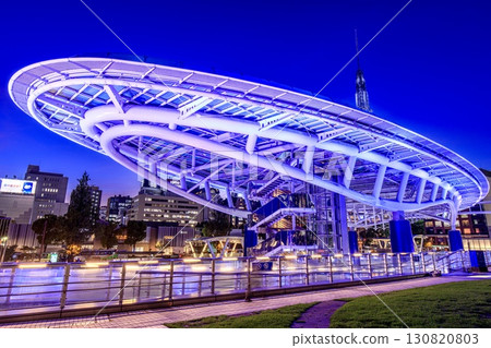 Nagoya City, Oasis 21 and Chubu Electric Power Mirai Tower light up 130820803