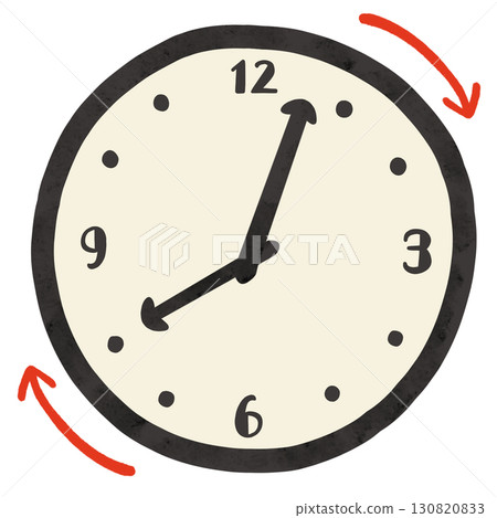 Simple clock 8:03 clockwise watercolor hand-drawn illustration Simple clock 8:03 clockwise watercolor hand-drawn illustration 130820833