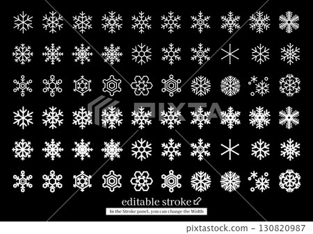 Snowflake Icon Set (Editable Stroke) 130820987
