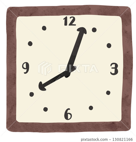 Simple clock 8:03 watercolor hand-drawn illustration 130821166