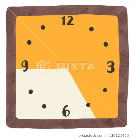 Simple clock with 9 o'clock and 5 o'clock range. Hand-drawn watercolor illustration. Simple clock with 9 o'clock and 5 o'clock range. Hand-drawn watercolor illustration. 130821433