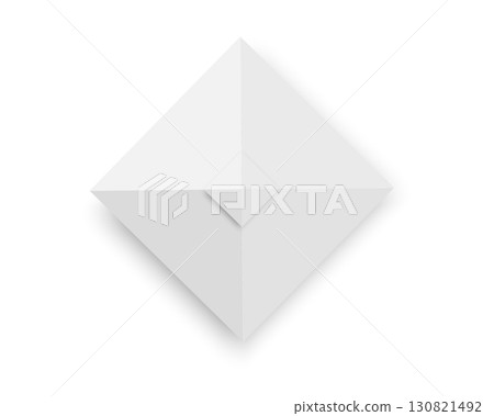 Square tent top view. Gazebo marquee. Beach umbrella. Event sunshade. Market, cafe or stand sun protection canopy mockup isolated on white background. Vector realistic illustration 130821492