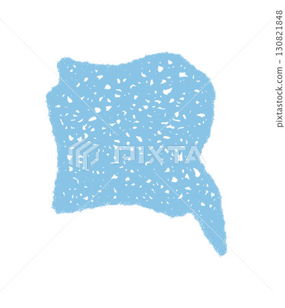 Wavy crayon speech bubble sketch in abstract blue with organic fluid rectangle and soft cloud form. Message and talk element for creative backgrounds, ideal for social, media or communication 130821848