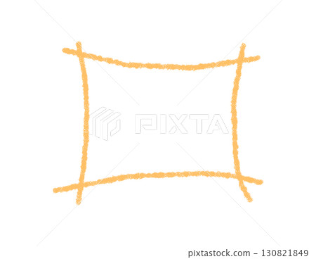 Handdrawn rectangle box frame with chalk contour. Crayon sketch outline gives a unique template for text. Soft yellow background adds artistic touch, perfect as creative label or banner. 130821849