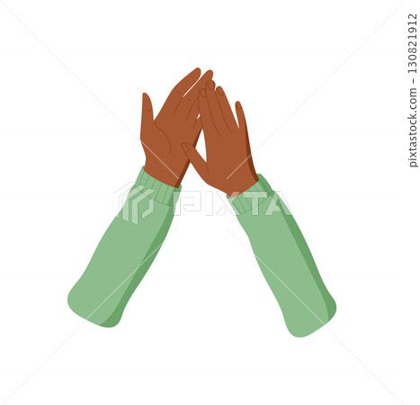 Clapping hands gesture in flat style. Symbol of teamwork and helping together for shared support. Represents unity, aid, and solidarity, ideal for community or team projects. 130821912