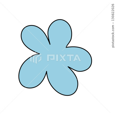Groovy retro blue flower motif in flat pop style. Funky groovy element, abstract sticker with y2k and graphic charm. Playful retro accent for trendy backgrounds or graphic creative concepts. 130822026