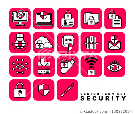 Cybersecurity (information protection) vector icon set 130822034