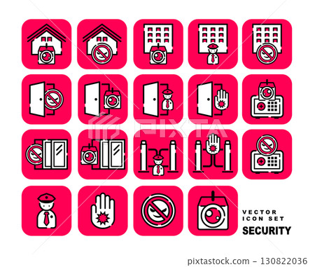 Security (crime prevention) vector icon set 130822036