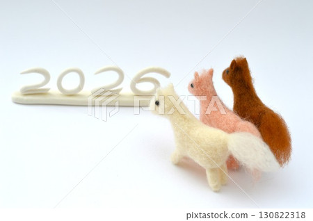 New Year's material featuring a row of wool felt horses New Year's material featuring a row of wool felt horses 130822318