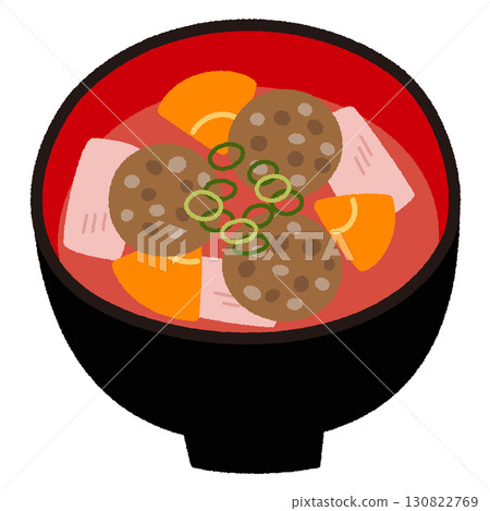 Illustration of a bowl of fishball soup 130822769