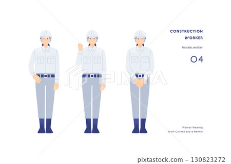 Female site supervisor Construction and manufacturing staff working wearing helmets 130823272