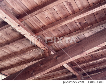 Attic structure details of a wooden house 130823300