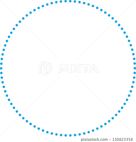 Blue circular frame. Dashed line drawn with dots. Simple and wide text space. Blue circular frame. Dashed line drawn with dots. Simple and wide text space. 130823358