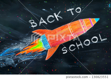 Back to school text with school supplies on a black background. generative ai Back to school text with school supplies on a black background. generative ai 130823551
