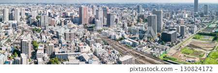 Aerial view of Kawaguchi city center taken from the Arakawa riverbed in Saitama Prefecture 130824172