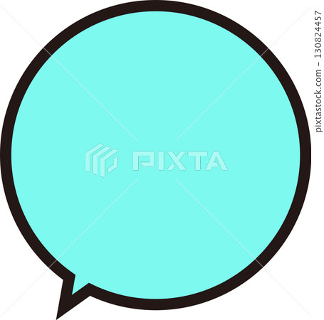 一個簡單的對話框，帶有粗黑線和淺藍色文字空間。它是一個完美的圓形，易於使用。 130824457