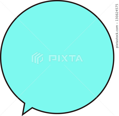 A simple speech bubble with a black line and light blue text space. It is a perfect circle and easy to use. Wide text space 130824575