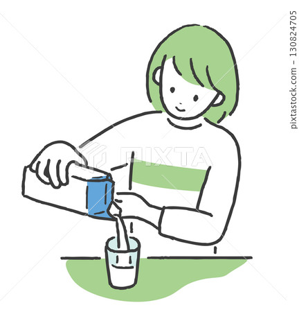 Woman pouring milk Woman pouring milk 130824705