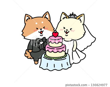 切蛋糕 祝新婚快樂 柴犬 130824977