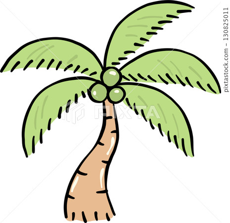 Coconut Palm Tree Hand Drawn, Summer Fisherman Aesthetic 130825011