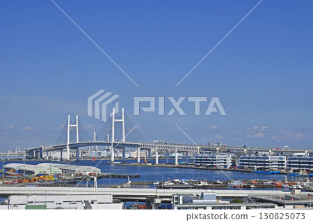 Yokohama Minato Mirai 21 and Bay Bridge 130825073