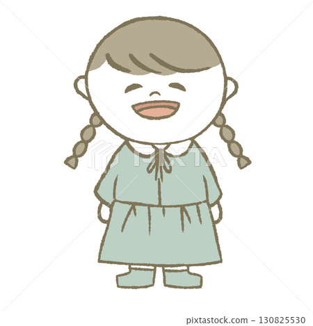 Girl in a dress with braids 130825530