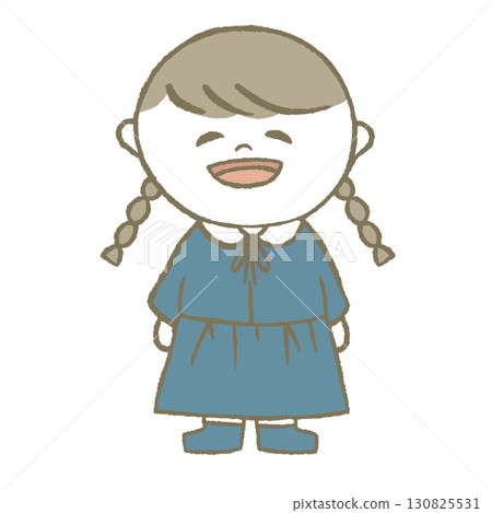Girl in a dress with braids 130825531