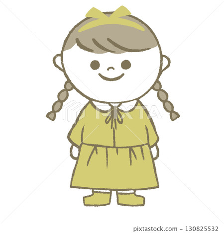 Girl in a dress with braids 130825532