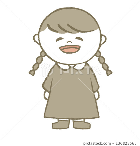 Girl in a dress with braids 130825563