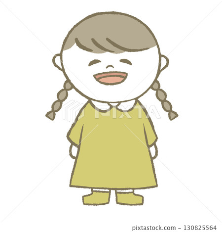 Girl in a dress with braids Girl in a dress with braids 130825564