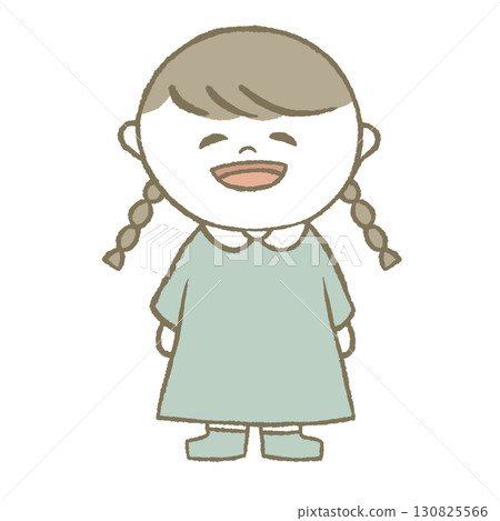 穿裙子綁辮子的女孩 130825566