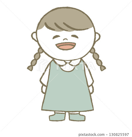 穿裙子綁辮子的女孩 130825597