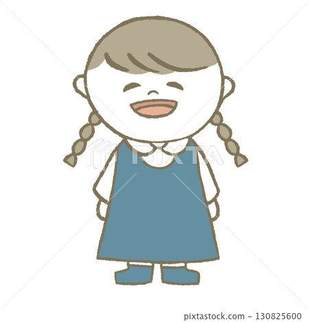 穿裙子綁辮子的女孩 130825600