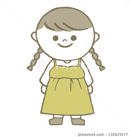 Girl in a dress with braids 130825677