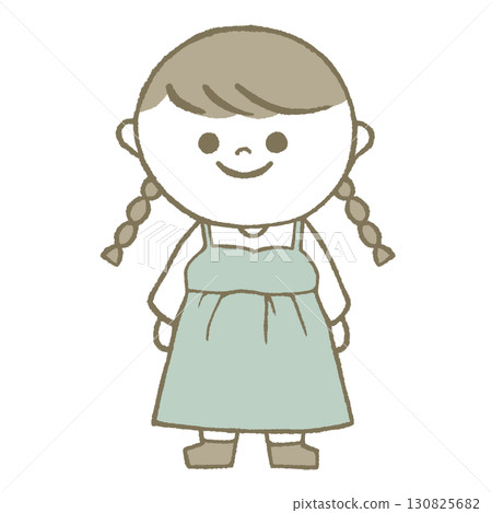 Girl in a dress with braids Girl in a dress with braids 130825682