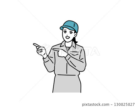 Illustration of a female worker pointing Illustration of a female worker pointing 130825827