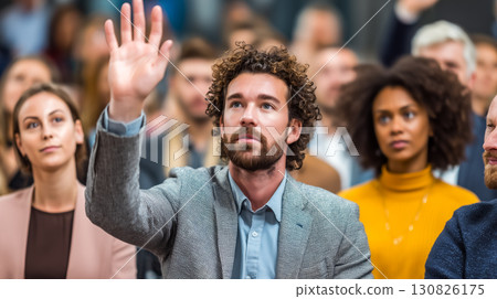 Businessman preparing to speak at a lecture 130826175