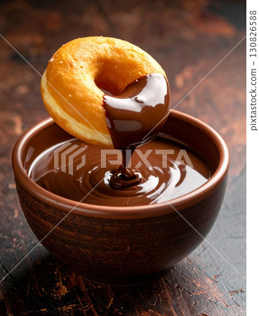 Donut Dipped in Chocolate Sauce Donut Dipped in Chocolate Sauce 130826588