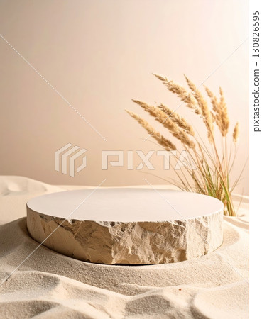 Stone Pedestal with Dried Flowers Stone Pedestal with Dried Flowers 130826595