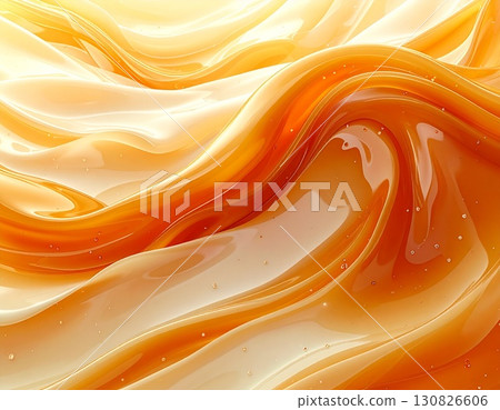焦糖和奶油色調的抽象藝術背景設計讓人聯想到流暢的液體流動 130826606